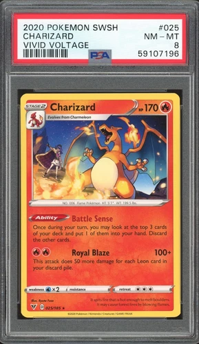 CHARIZARD 025/185 VIVID VOLTAGE POKEMON PSA 8 NM - MINT