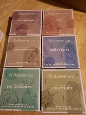 Folkessence Fragrances, 60 Backflow Cones, 6 Different Scents Ship in USA.