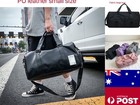 Men Woman Waterproof Black Leather Fabric Travel Gym Duffel Bag Laptop Handbag