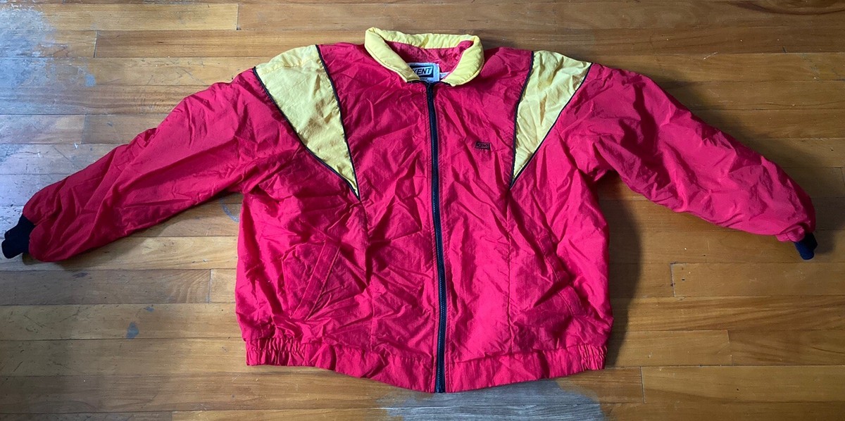 VTG 80s Kent JayWen USA Windbreaker Jacket Zip Up Red Yellow VTG 80s Kent JayWen USA Windbreaker Jacket Zip Up Red Yellow