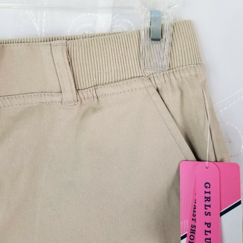 Izod Shorts Girls 10.5 Plus Khaki Tan School Wear Bermuda Elastic Waist Comfy - Picture 4 of 7