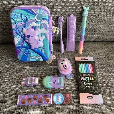   Smiggle TRIPLE Hard Top Moonlit Federmäppchen Schreibwaren Set Mädchen Paket Geschenk