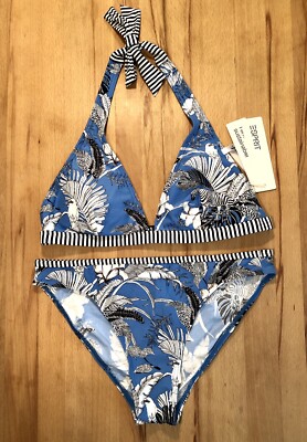 Neu Esprit Bikini Neckholder Set 80B Gr. 38 Tulum Beach Mit Muster