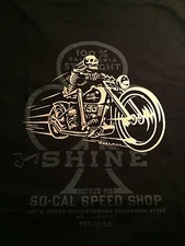 JIMMY SHINE'S SKELETON RIDING A CHOPPER T SHIRTS FROM THE SO-CAL SPEED SHOP 