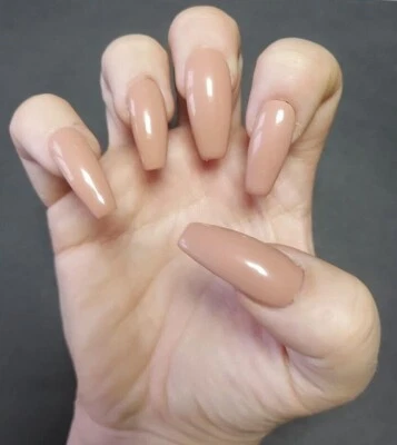 GLAM&GLITS 24 Deep Nude False Nails UV Gel Press On False Nails Coffin Stiletto Square Oval