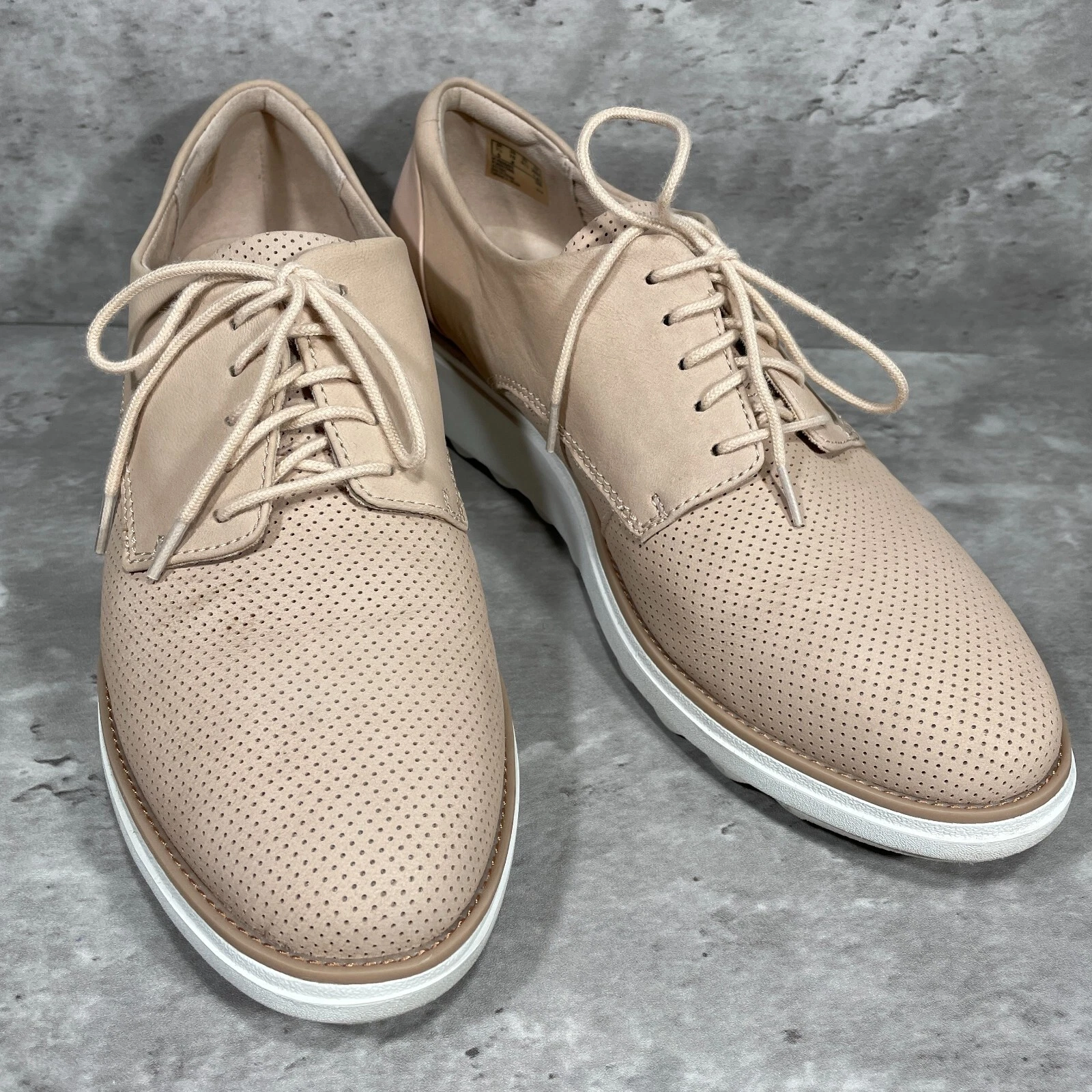Collezione By Clarks scarpe Oxford beige stringate zeppa donna taglia 10 M