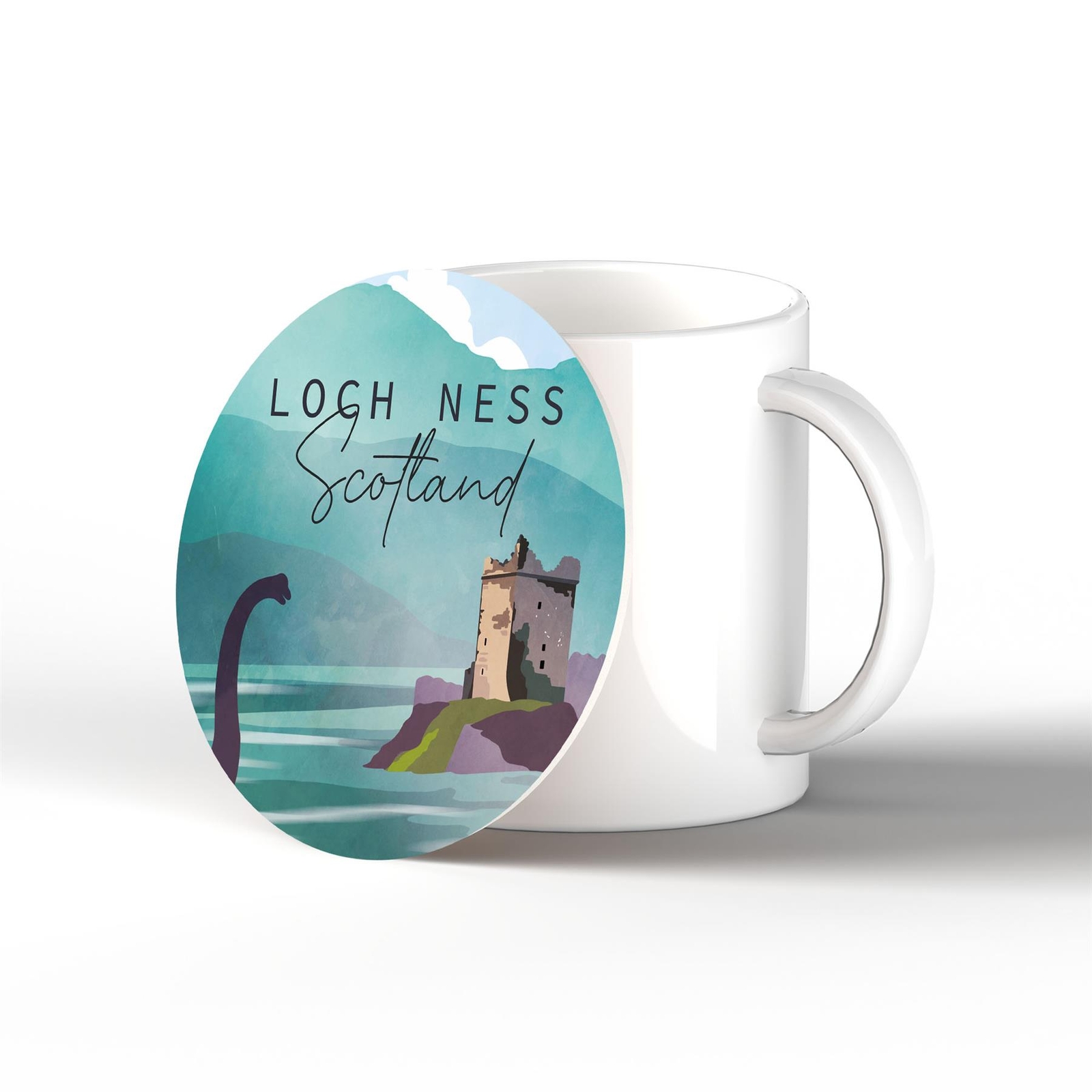 Loch Ness Nessie Day Scotlands Landscape Illustration Wooden Plaque