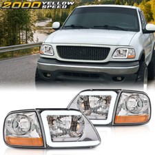 Fit For 97-04 F150 Expedition Chrome Clear Led Headlights Corner Parking Lights