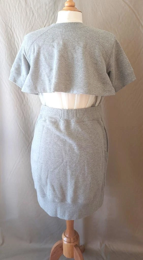 Abito felpa grigio cotone Sacai S S con retro trasparente taglia 2 Media