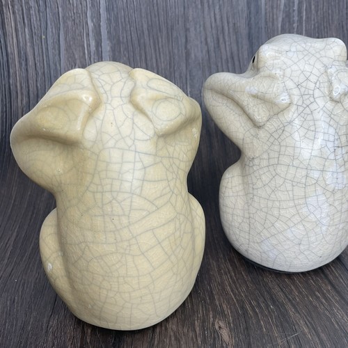 Figurines Seeno ivoire craquelé entendre pas voir pas grenouilles 4" de haut - Photo 9/16