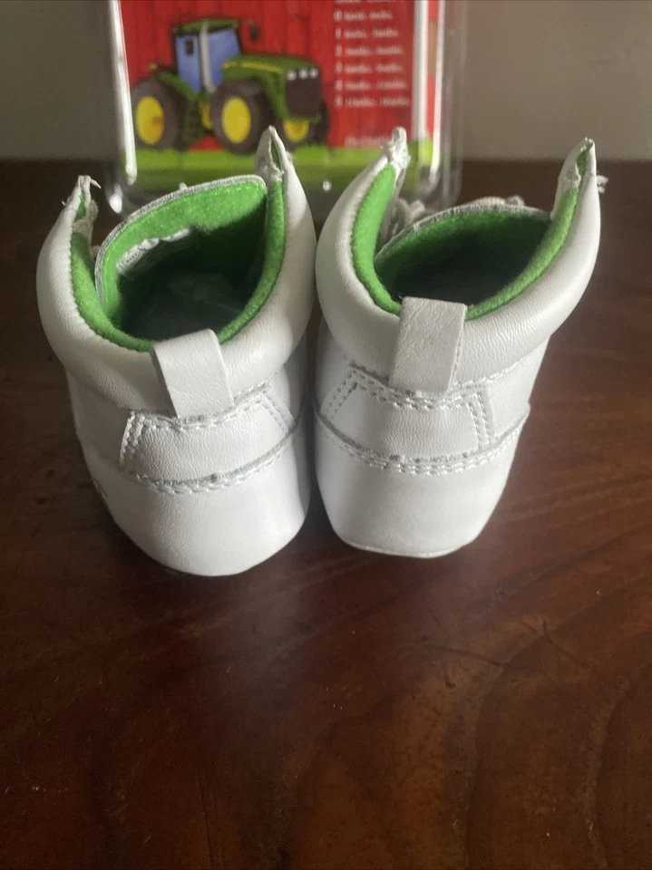 Johnny Poppers Nuevo en Caja John Deere Infantil Botas de Cuero Blanco Talla 4M Con Cordones Foto 4 de 4