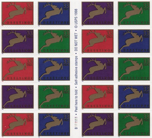 US 3363a Greetings Reindeer Christmas Convertible Booklet