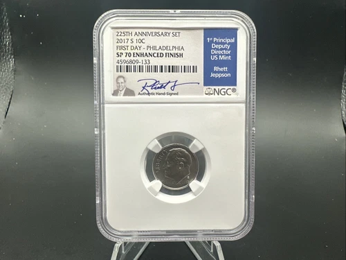 2017 S 10C Roosevelt Dime NGC SP 70 ENHANCED FINISH PHILLY RHETT JEPPSON SIGNED