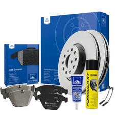 ATE CERAMIC Bremsensatz + Plastilube + Bremsenreiniger + WK BMW X5 E53 324mm HIN