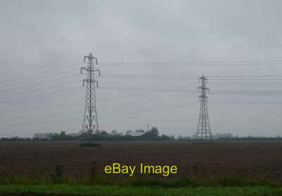 Photo 6x4 Field and pylons towards Fairfield Farm Eau Brink Off  Pullover c2020