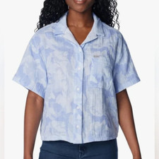 Columbia Womens Holly Hideaway Breezy Whisper Peonies Collared Buttoned Top Med