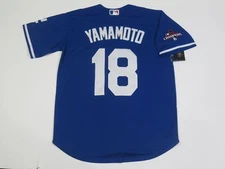 Yoshinobu Yamamoto #18 L.A. Dodgers 2024 World Series Champions Jersey Blue