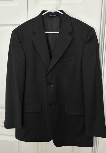 Stafford Blazer Sport Mantel Anzug Jacke 100% Wolle klassisch schwarz 40R