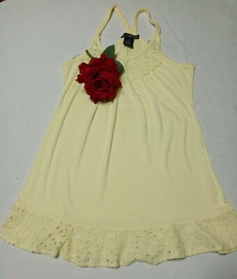 WILLI SMITH Women's Hot Yellow Beach Mini Dress Woven Eyelet Detailing Size M