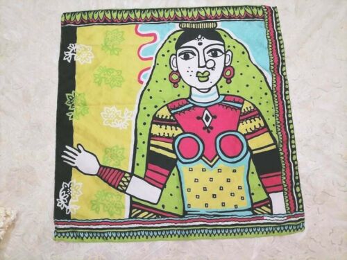 face multi- Color Painting On Silk 100% Silk Scarf Burberry ancient drawing art  - Picture 1 of 12