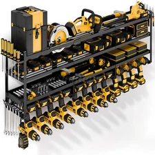 XXXL Power Tool Organizer Wall Mount Extended Heavy Duty 4-Tier 12-Drill Rack