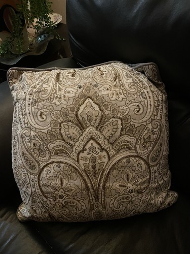 Pillow Cushion Beige Floral Beaded Textured Decorative Brown Thick Indoor Throw - Picture 8 of 12