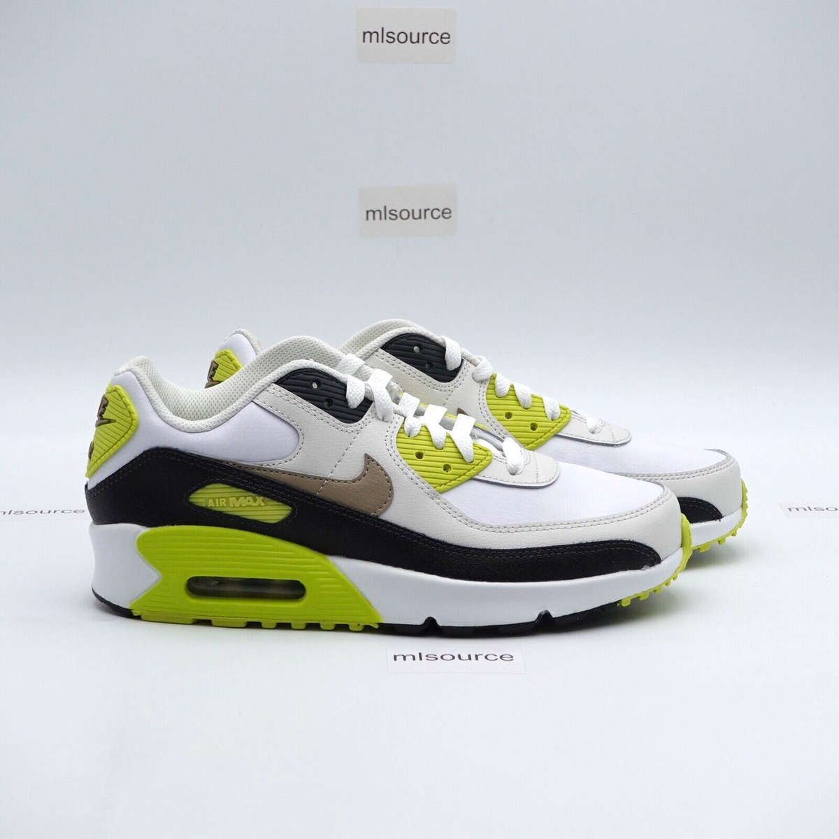 Nike Air Max 90 Sneakers HF6358-103 White/Khaki Size 6.5Y Youth