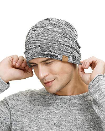 Slouchy Beanie for Men Winter Hats for Guys Cool Beanies One Size Light Grey - Picture 3 of 6