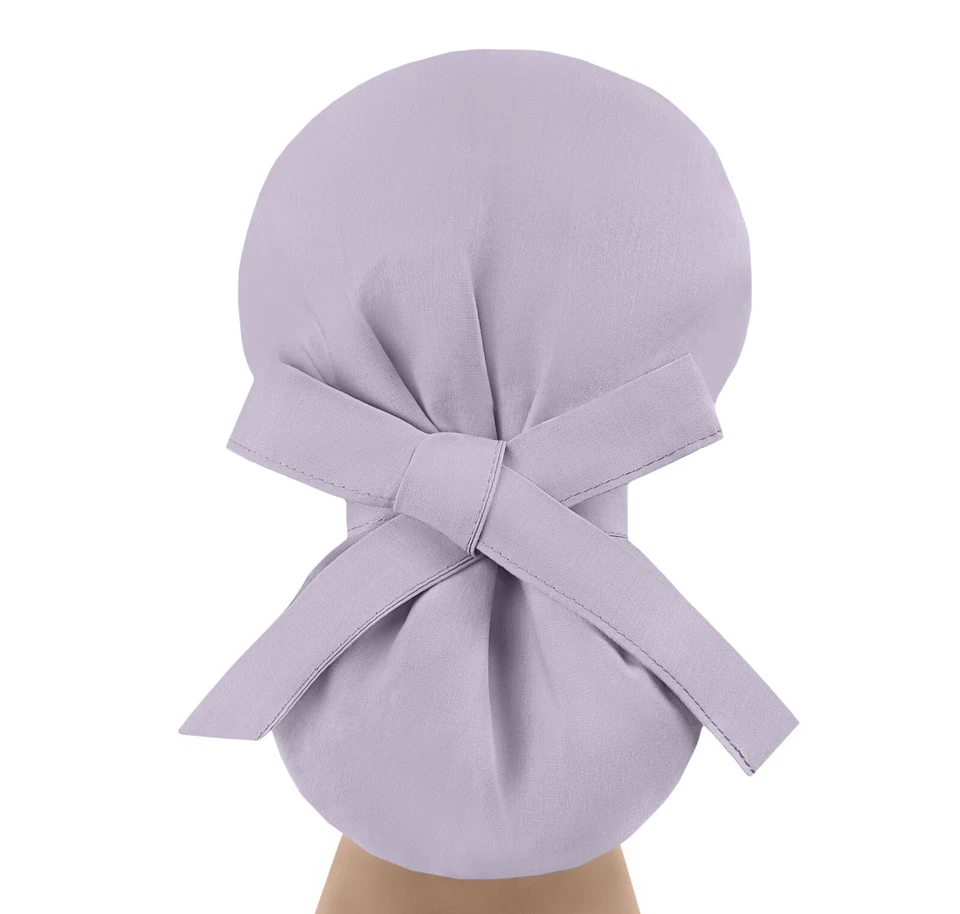 Scrub hats, nurse scrub cap, womens surgical hat, ponytail scrub cap solid gray - Image 2 of 3