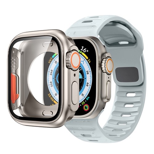 Cinturón de cinta de silicona + actualización a Ultra Case para Apple Watch Series 8 7 44 mm 45 mm - Imagen 42 de 43