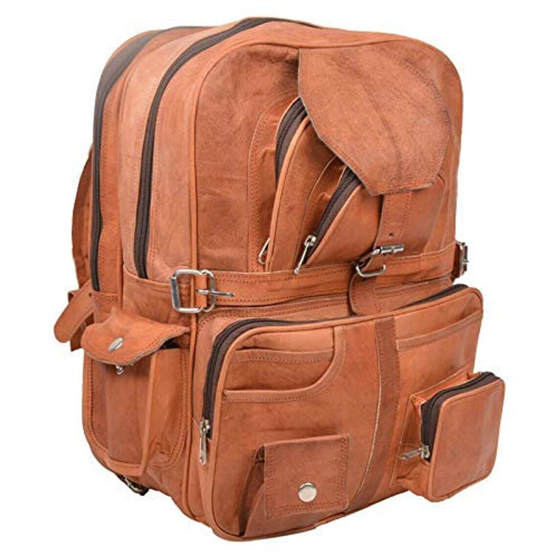 Men's Men Large Satchel Brown Messenger Backpack Bag Rucksack New Laptop Genuine