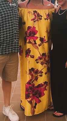 anthropologie maxi dress ebay Anthropologie NWT Abel the Label Maxi Dress S Red Floral Smocked Waist Ruffle