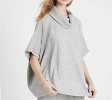 Banana Republic Sweater Poncho Size M/L Gray Cowl Neck Oversized Knit Pullover