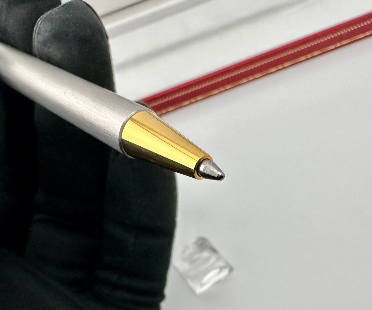 Vintage Cartier Stylo Bille Must II Brushed Gold Plated Ballpoint