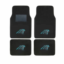 New 4pcs NFL Carolina Panthers Car Truck Front Rear Carpet Floor Mats Set