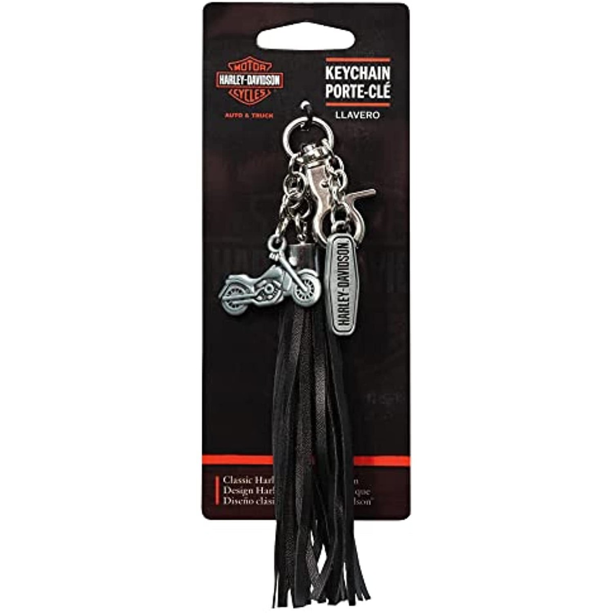 Harley-Davidson ダイス チャーム キーホルダー Harley-Davidson Black Tassle with Two Charms Key Chain Zipper Pull