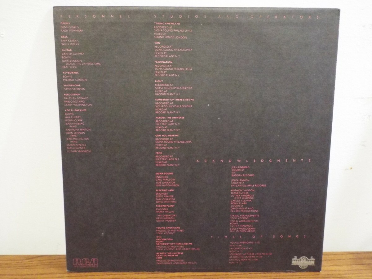 DAVID BOWIE YOUNG AMERICANS 1975 LP VINYL ALBUM | eBay