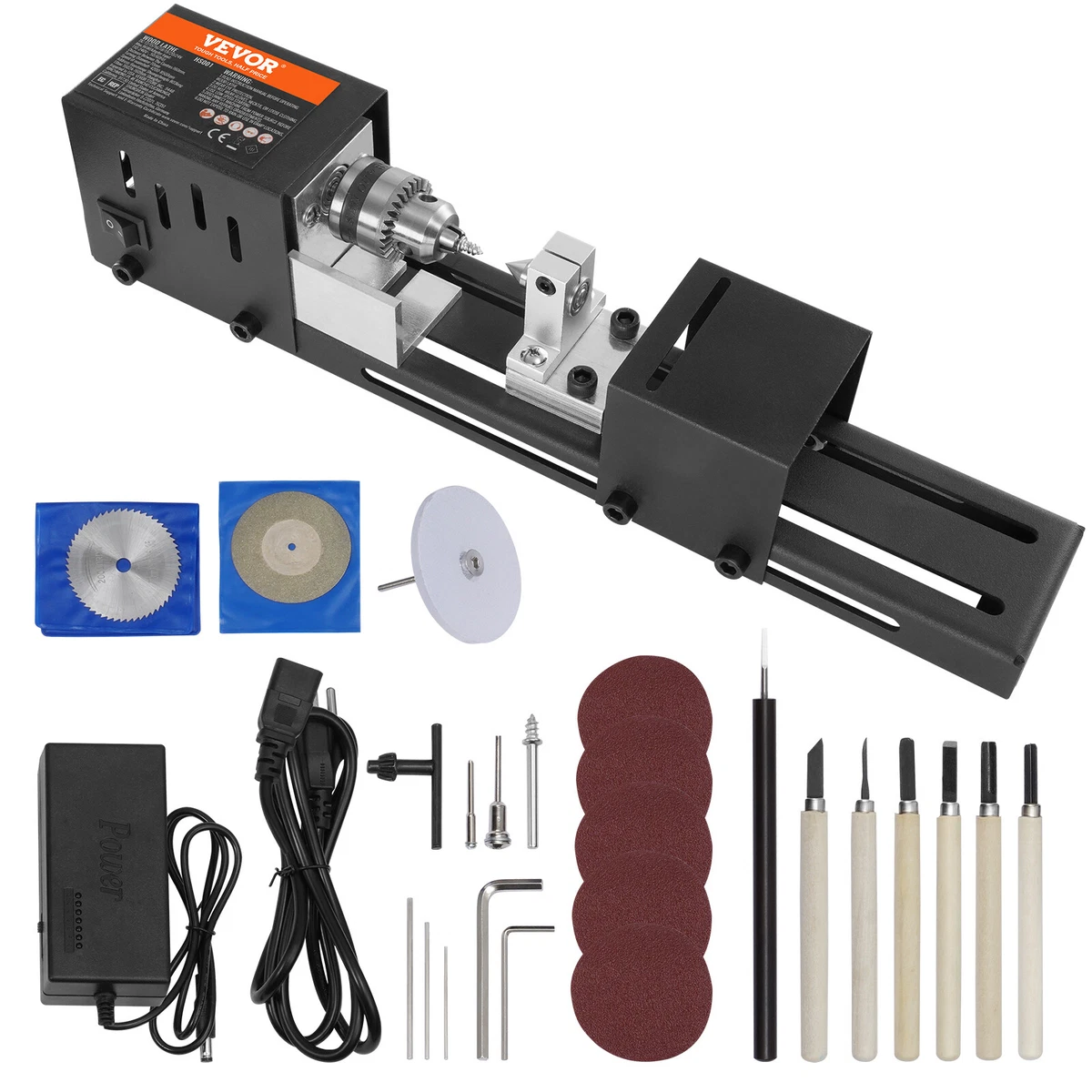 VEVOR Mini Lathe Machine 24V 96W Mini Wood Lathe Tools 2.76 in x