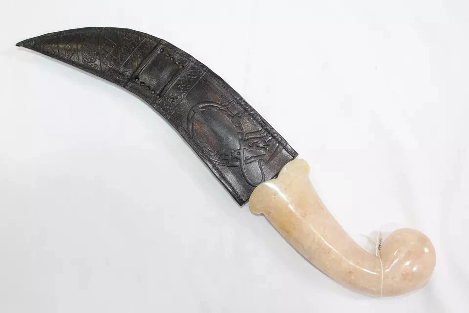 Cuchillo Daga Damasco Hoja de Acero Rosa Jade Piedra Mango Plata Koftgiri D55 Foto 3 de 4