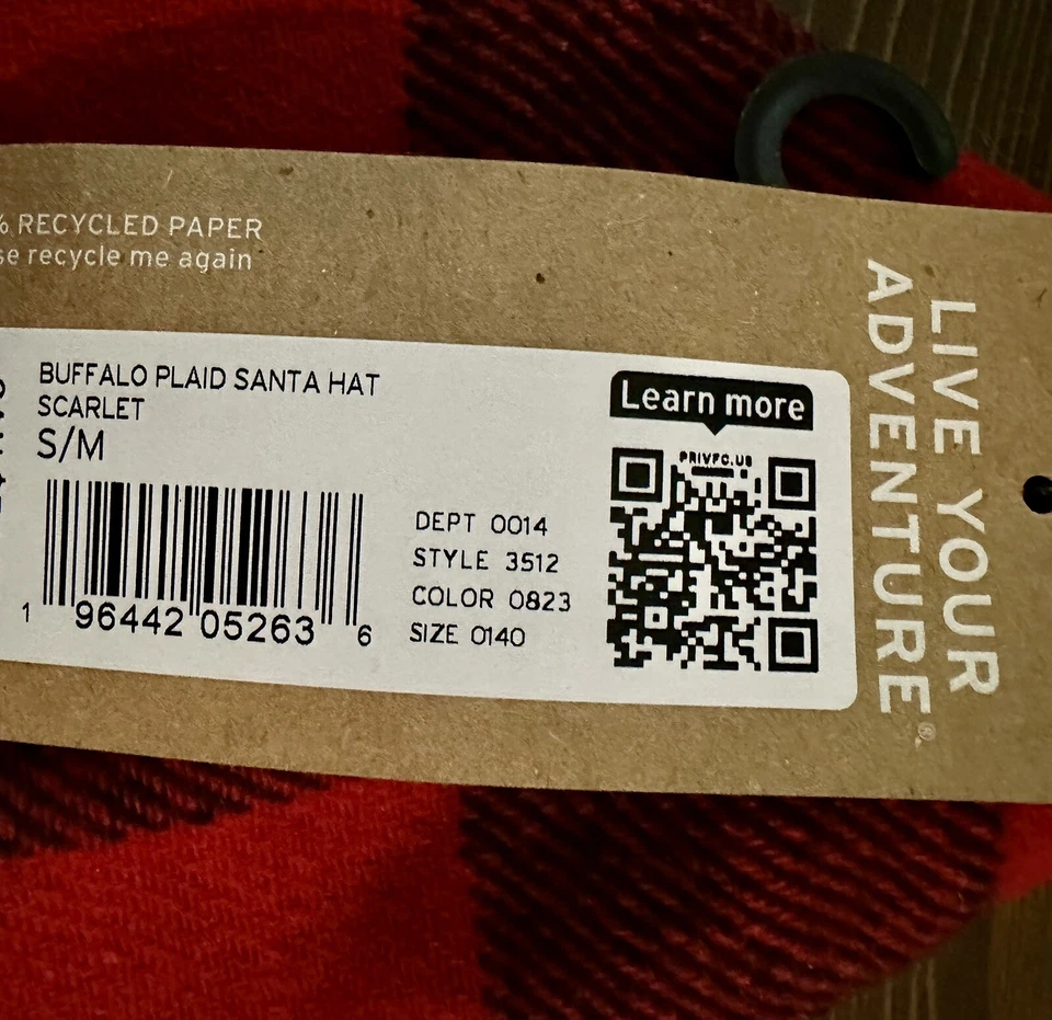 Sombrero de Papá Noel Eddie Bauer Buffalo a Cuadros S/M Borde de Piel Sintética Rojo Escarlata A Cuadros Nuevo Foto 3 de 4