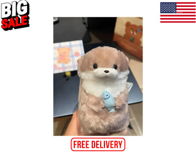Cute Otter Hugging Fish Plush Keychain Adorable Gift for Girls & Friends