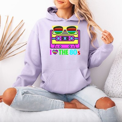 I Love The 80s 80s Nostalgie Retro Damen Hoodie Pixel Grafik Pullover