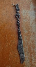 Vintage Ornate Metal Letter Opener / Decorative Knife   Art Nouveau Style   Deta