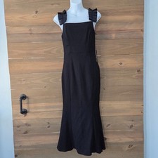 Lulus Black Square Neck Ruffled Strap Maxi Dress Formal Evening Gown Size S