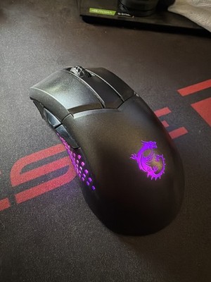 MSI Clutch GM41 Lightweight Wireless Gaming Mouse RGB Purple Dragon Logo Used