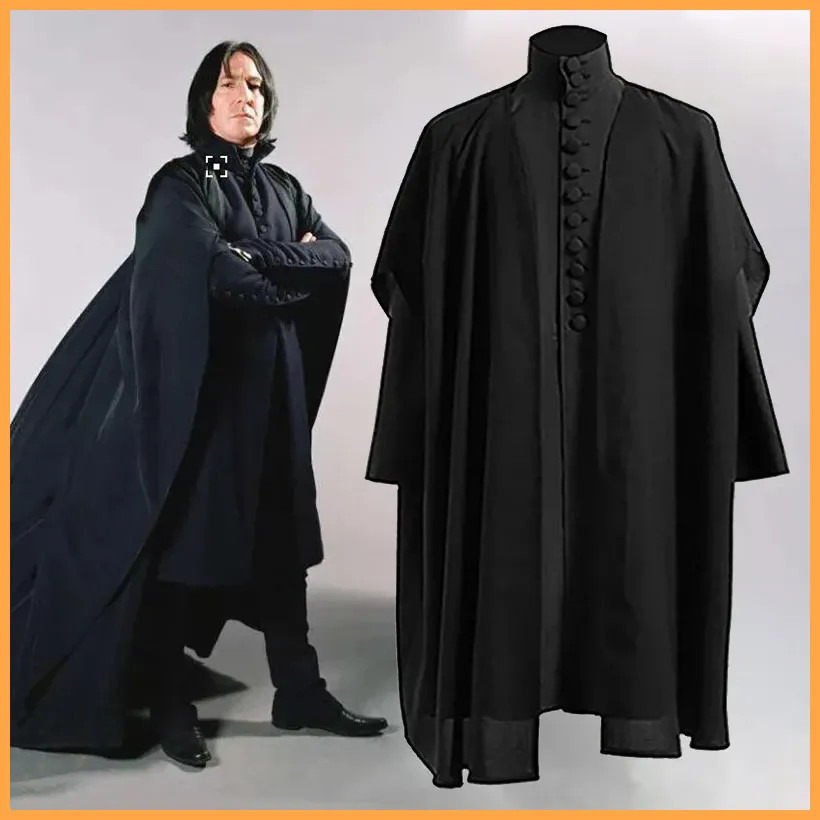 Disfraz de cosplay Severus Snape escuela de hogwartes negro capa camisas