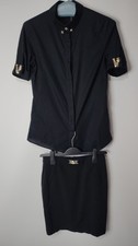 Versace Jeans Outfit Set Shirt IT40 Mini Skirt IT42 Gold Logo Buttons Luxury