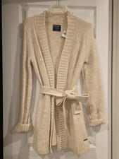 Women s Abercrombie Fitch Open-Front Cardigan Belt, Oatmeal Heather, SMALL