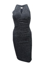 Betsy & Adam Women's Glitter Sheath Dress (0, Steel)