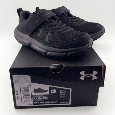 Under Armour UA BPS Assert 10 Boys Sneakers Alternate Closure 3026183-002 *READ*